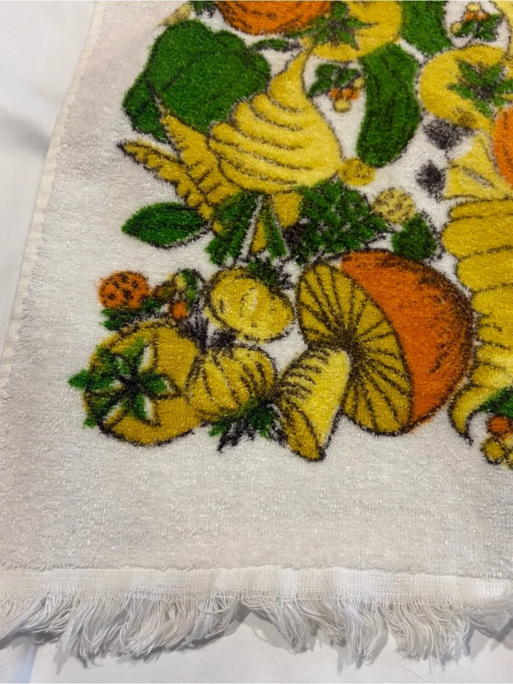 Vtg 70's Mushroom Cannon Kitchen Hand Towel Dish USA Cotton Terry Cloth MCM